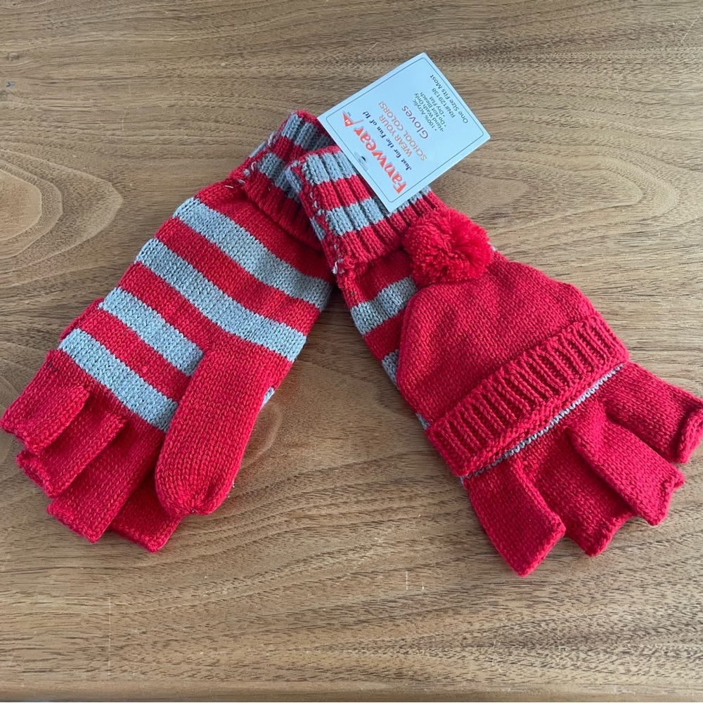 NWT Ohio State Red and Gray Knit Gloves